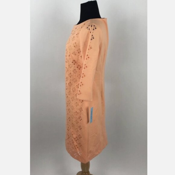 Antonio Melani Susannah Eyelet Sheath Tunic Midi Dress Pink Peach Dillards Sz 10 - Picture 3 of 12